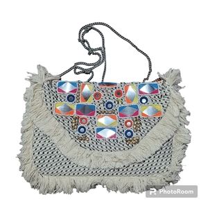 NWOT Circus Cotton Boho Embellished Crossbody Bag